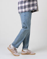 wax london men's Russell - Blue Wash Selvedge Straight Fit Denim Jeans