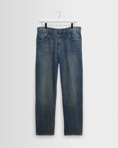 Russell - Mid Blue Faded Vintage Straight Fit Denim Jeans