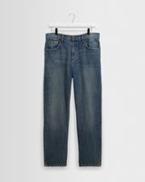 wax london men's Russell - Mid Blue Faded Vintage Straight Fit Denim Jeans