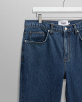 wax london men's Russell - Mid Blue Straight Fit Denim Jeans