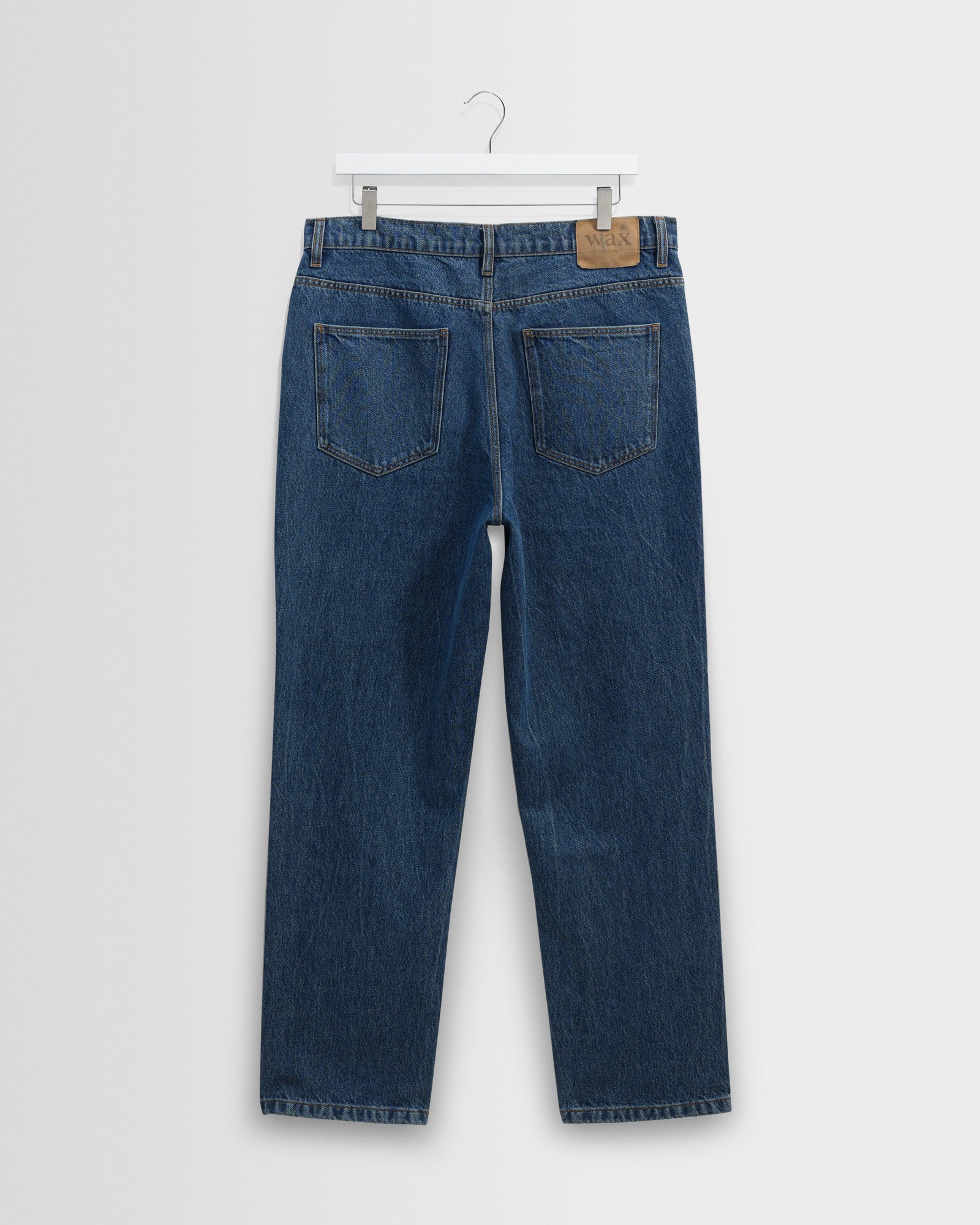Men's Mid Blue Straight Fit Denim Jeans | Wax London