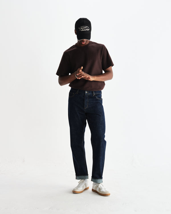 wax london men's Russell - Rinse Wash Selvedge Straight Fit Denim Jeans