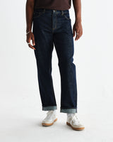 wax london men's Russell - Rinse Wash Selvedge Straight Fit Denim Jeans