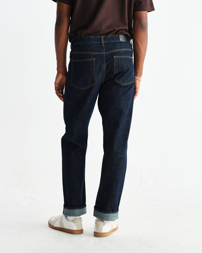 wax london men's Russell - Rinse Wash Selvedge Straight Fit Denim Jeans