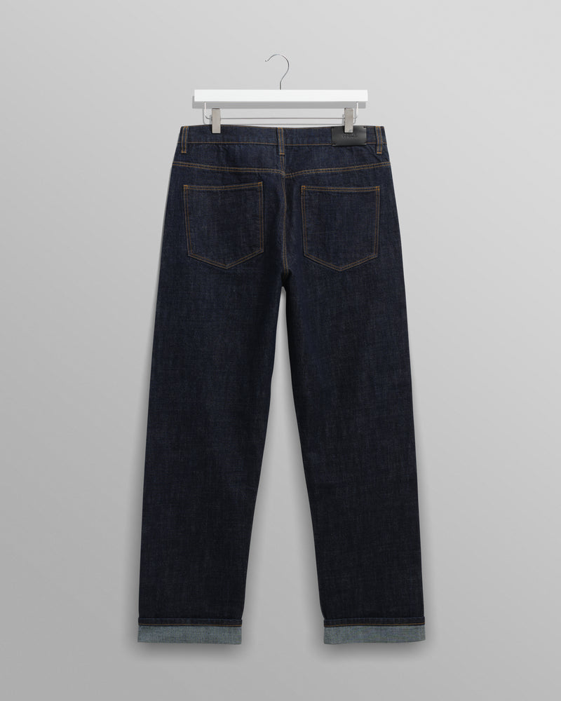 wax london men's Russell - Rinse Wash Selvedge Straight Fit Denim Jeans