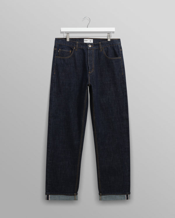wax london men's Russell - Rinse Wash Selvedge Straight Fit Denim Jeans