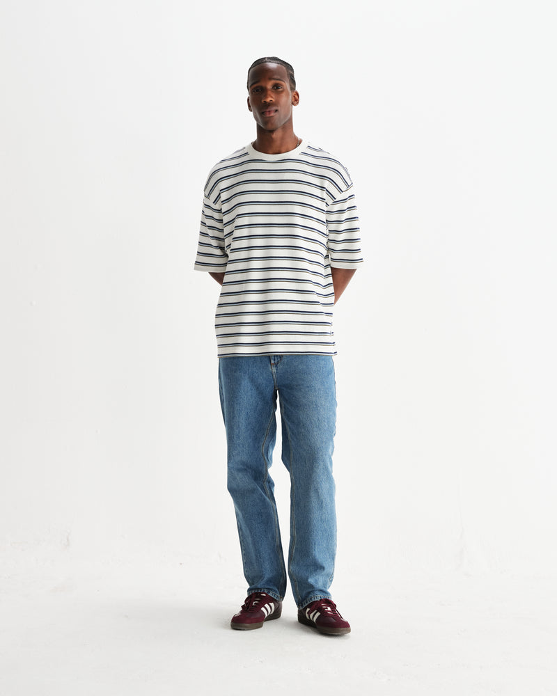 wax london men's Russell - Vintage Blue Straight Fit Denim Jeans