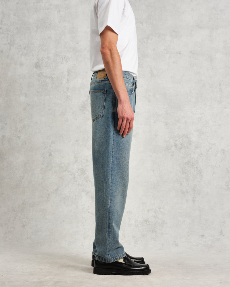 wax london Russell - Vintage Blue Straight Fit Denim Jeans