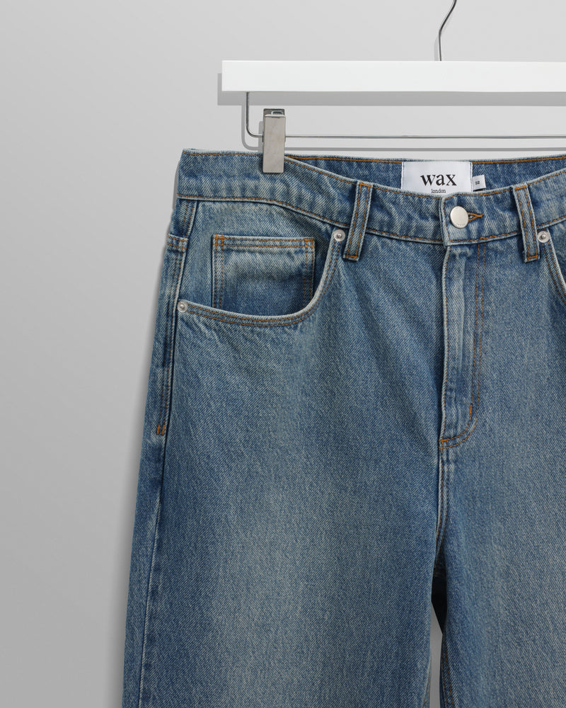 wax london men's Russell - Vintage Blue Straight Fit Denim Jeans