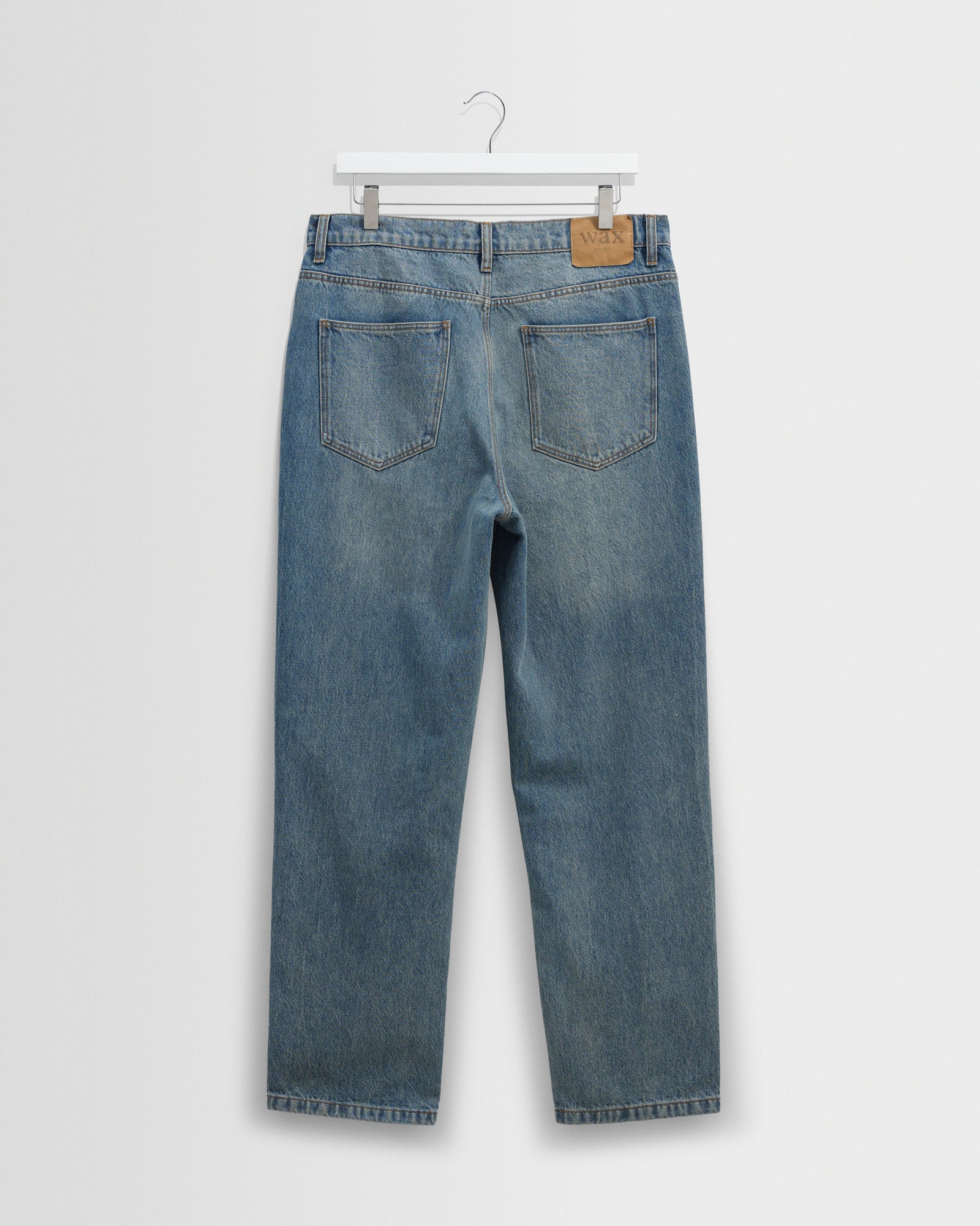 Men's Vintage Blue Straight Fit Denim Jeans | Wax London
