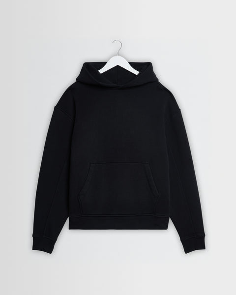 Rydal - Black Brushed Loopback Cotton Hoodie