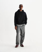 wax london men's Rydal - Black Doodle Embroidered Loopback Cotton Hoodie
