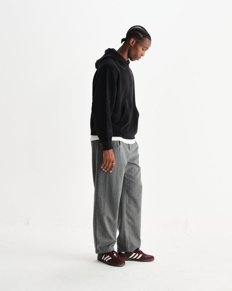 wax london men's Rydal - Black Doodle Embroidered Loopback Cotton Hoodie