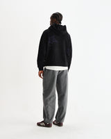 wax london men's Rydal - Black Doodle Embroidered Loopback Cotton Hoodie