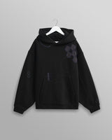 wax london men's Rydal - Black Doodle Embroidered Loopback Cotton Hoodie