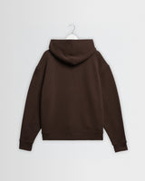 wax london men's Rydal - Dark Brown Brushed Loopback Cotton Hoodie