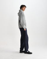 wax london men's Rydal - Grey Doodle Embroidered Loopback Cotton Hoodie
