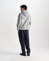 wax london men's Rydal - Grey Doodle Embroidered Loopback Cotton Hoodie