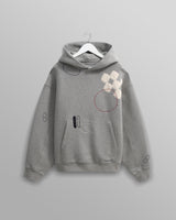 wax london men's Rydal - Grey Doodle Embroidered Loopback Cotton Hoodie