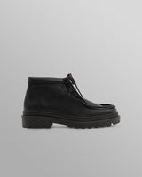 wax london men's S.T. Valentin - Black Grain Leather Chunky Deck Boot