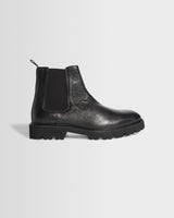 wax london men's S.T. Valentin - Black Grained Italian Leather Chelsea Boots