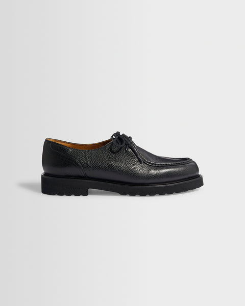S.T. Valentin - Black Grained Italian Leather Deck Shoes