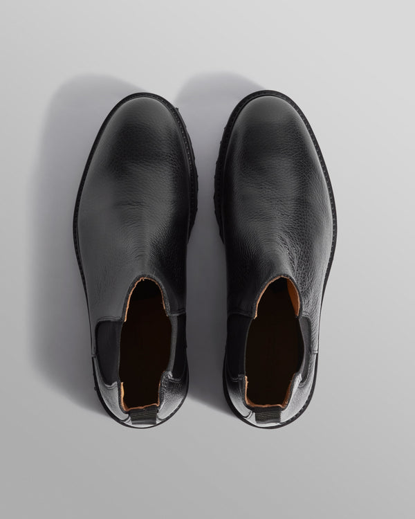 wax london S.T. Valentin - Black Grained Leather Chelsea Boots