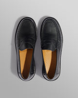 wax london S.T. Valentin - Black Grained Leather Loafers