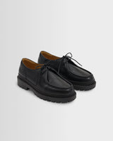 wax london men's S.T. Valentin - Black Italian Leather Chunky Sole Deck Shoes