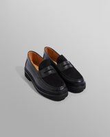 wax london S.T. Valentin - Black Smooth Leather And Suede Loafers