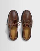 wax london men's S.T. Valentin - Brown Italian Leather Chunky Sole Boat Shoes