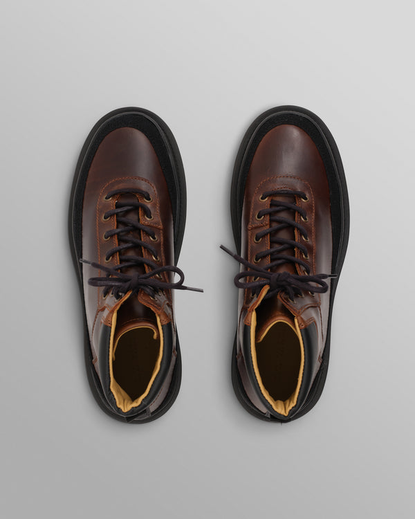 wax london men's S.T. Valentin - Brown Smooth Leather Outset Boot