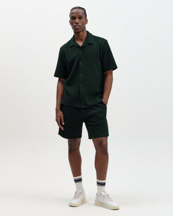 Sam - Bottle Green Textured Waffle Shorts
