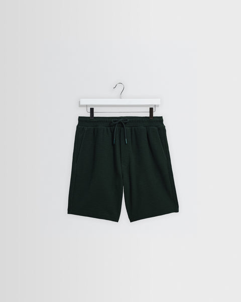 Sam - Bottle Green Textured Waffle Shorts