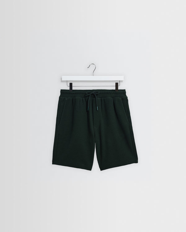 Sam - Bottle Green Textured Waffle Shorts