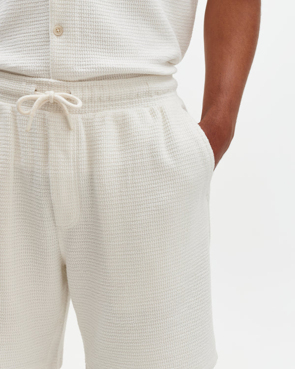 Sam - Ecru Textured Waffle Shorts
