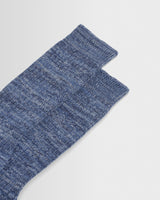 wax london men's Sandwell - Blue And Multicolour Twisted Cotton Socks