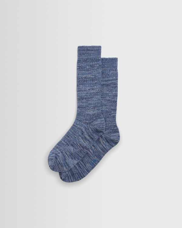 wax london men's Sandwell - Blue And Multicolour Twisted Cotton Socks