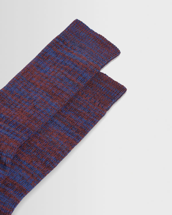 wax london men's Sandwell - Blue And Red Twisted Cotton Socks