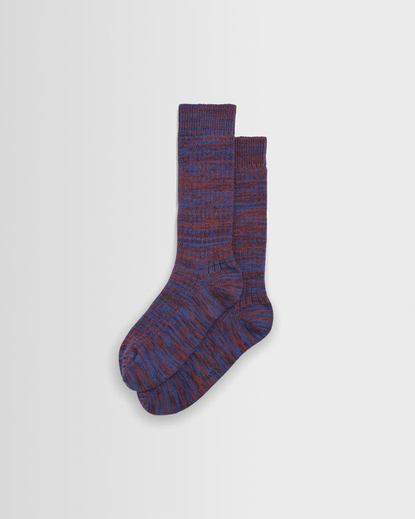 wax london men's Sandwell - Blue And Red Twisted Cotton Socks