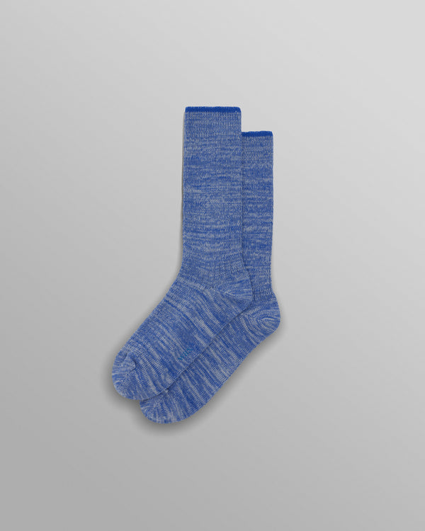 wax london men's Sandwell - Blue Twisted Cotton Socks