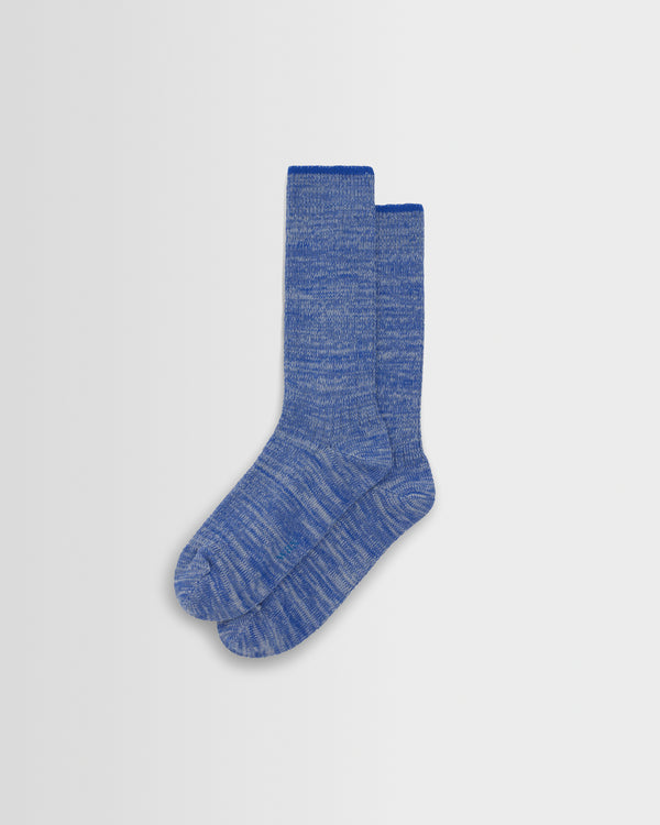 wax london men's Sandwell - Blue Twisted Cotton Socks