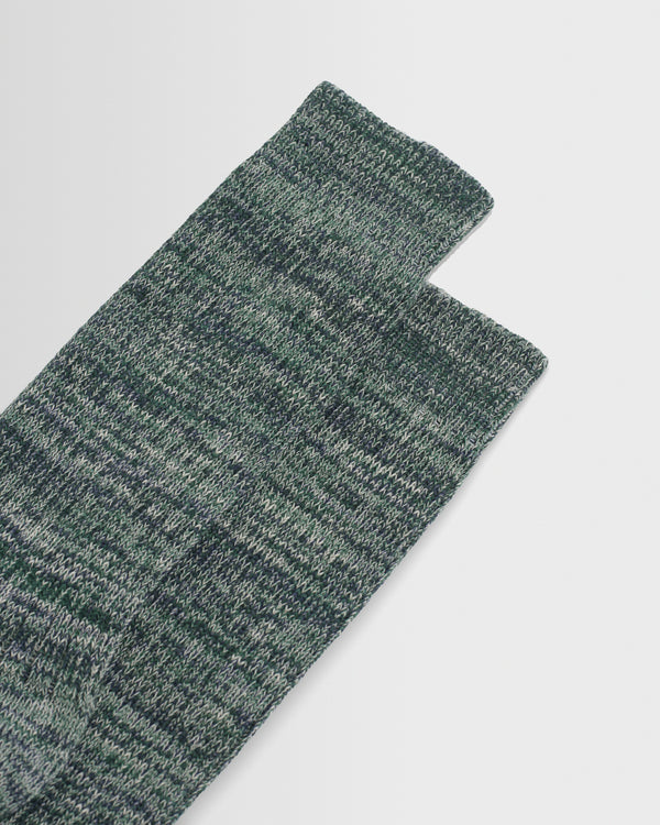 wax london men's Sandwell - Ecru And Green Twisted Cotton Socks