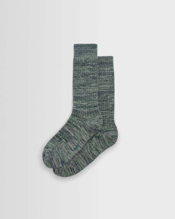 wax london men's Sandwell - Ecru And Green Twisted Cotton Socks