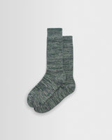 wax london men's Sandwell - Ecru And Green Twisted Cotton Socks