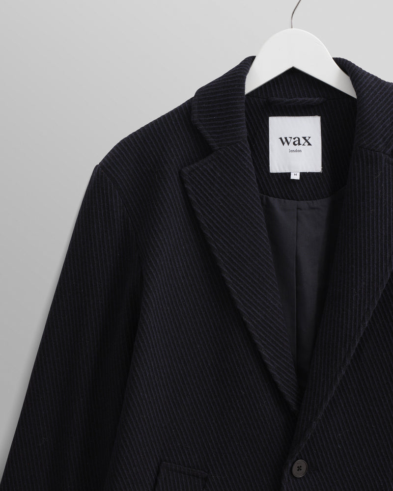 wax london Sasso - Navy Twill Wool Coat