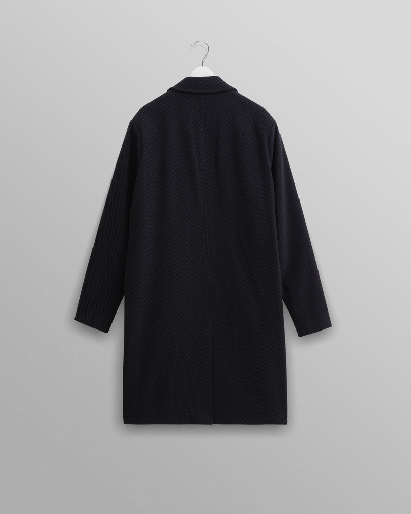 wax london Sasso - Navy Twill Wool Coat