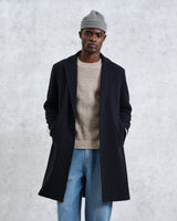 wax london Sasso - Navy Twill Wool Coat