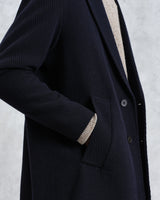 wax london Sasso - Navy Twill Wool Coat