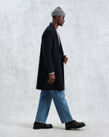 wax london Sasso - Navy Twill Wool Coat